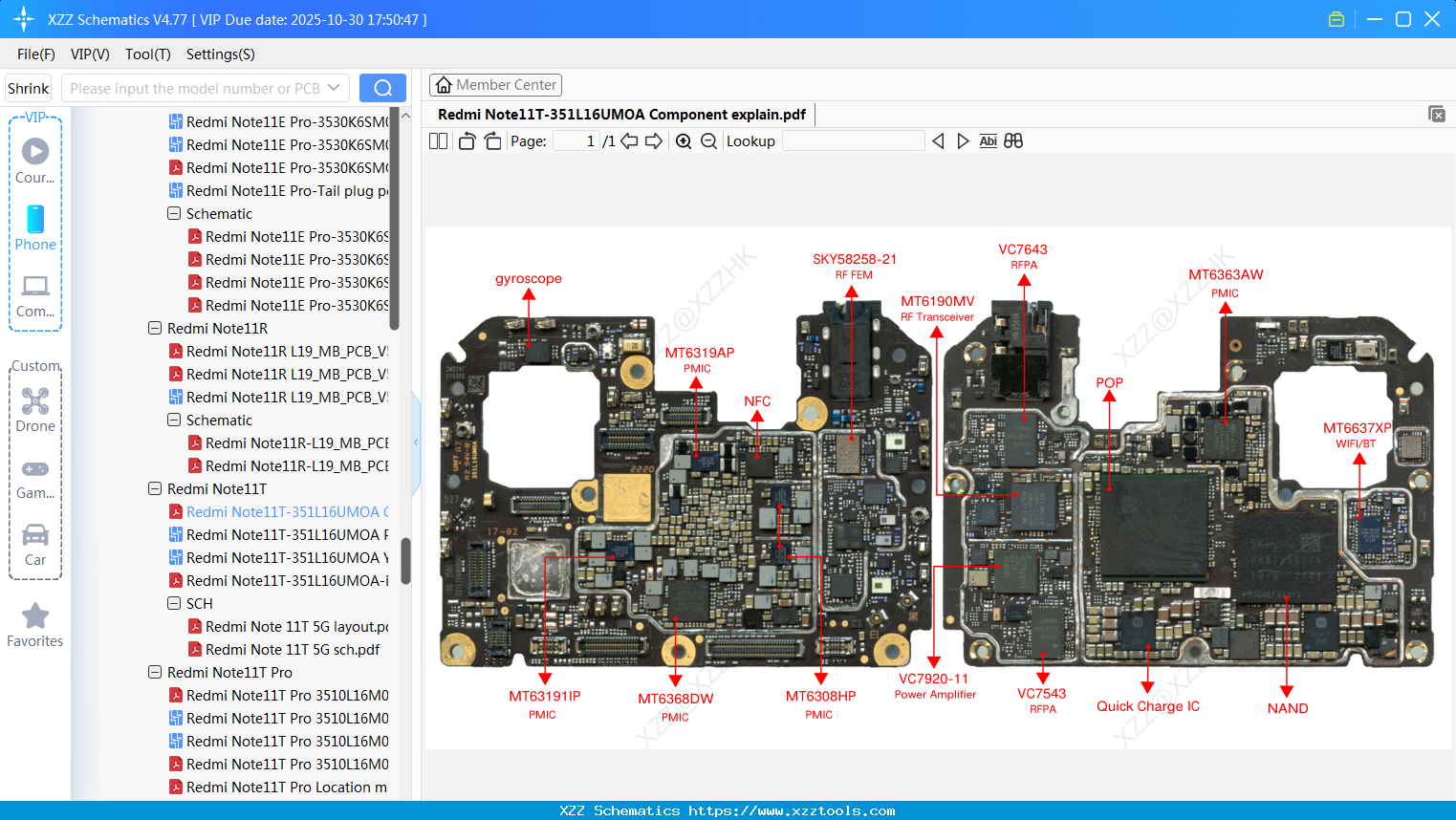 Xiaomi Redmi Note11T-351L16UMOA Component Explain